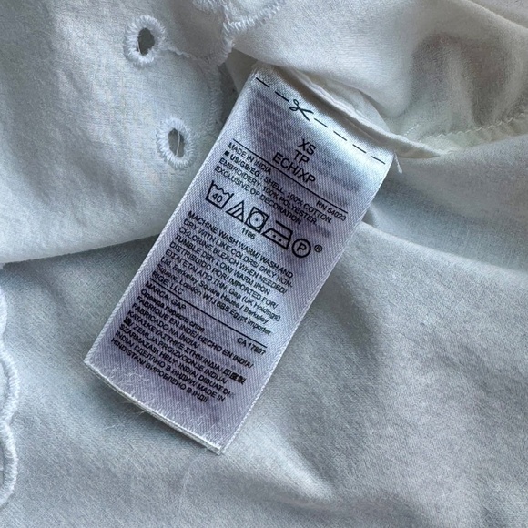 Gap Three-quarter Sleeve White Eyelet Embroidered Scalloped Hem Top  Size XS - Picture 5 of 12